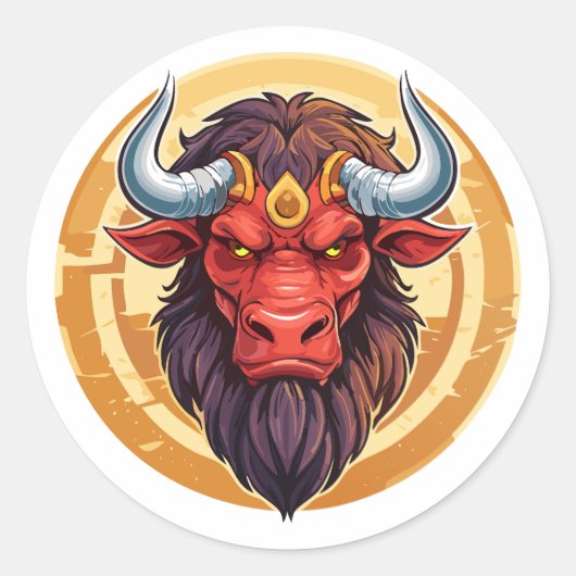 Head of a minotaur from greek mythology ronde sticker (Voorkant)