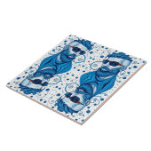 Head Of Bearded Blue Alien With Glasses Sci-Fi Art Tegeltje (Zijkant)