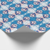 Head Of Bearded Blue Haired Alien Sci-Fi Art Cadeaupapier (Hoek)