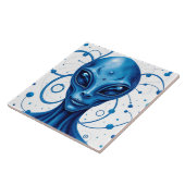 Head Of Blue Alien Closeup Sci-Fi Art Tegeltje (Zijkant)