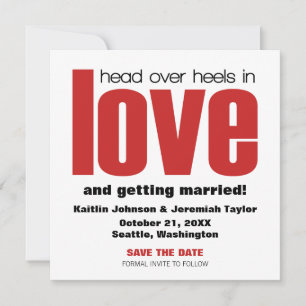 Head Over Heels Save the Date Uitnodiging, Rood Kaart