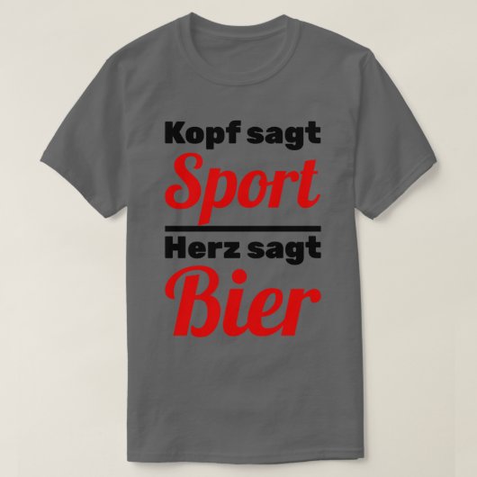 Head says sport heart says beer t-shirt (Design voorkant)
