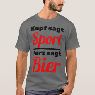 Head says sport heart says beer t-shirt