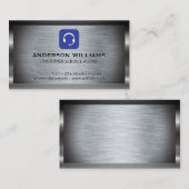 Head Set Icoon | Metallic Achtergrond Visitekaartje (Voorkant / Achterkant)