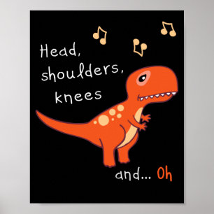 Head Shoulders Knees TRex Dinosaur Cartoon Humor Poster