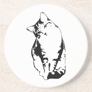 Head Tilt Tabby Cat Monochrome Onderzetter