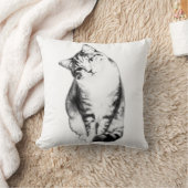 Head Tilt Tabby Cat Monochrome Sierkussen (Deken)