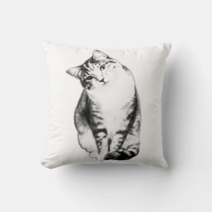 Head Tilt Tabby Cat Monochrome Sierkussen