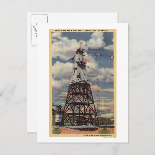 Head Tower, Mengsel Plant, Shasta Dam Briefkaart (Voorkant / Achterkant)