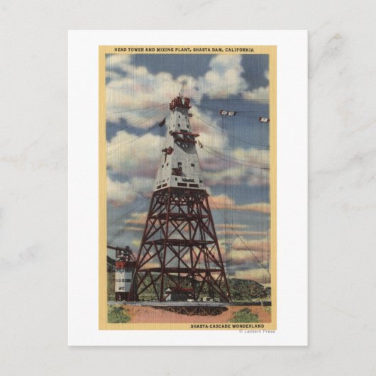 Head Tower, Mengsel Plant, Shasta Dam Briefkaart (Voorkant)