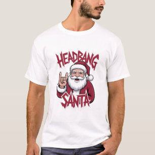 Headbang Kerstman Rock Metal Muziek Duivel Hoorn M T-shirt