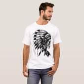 Headdress Skull Native American Feathers Indir T-shirt (Voorkant volledig)