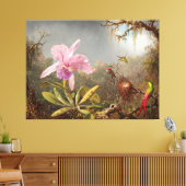 HEADE  Cattleya Orchidee en drie kolibries (1871) Canvas Afdruk (Insitu (Woonkamer))