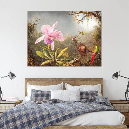 HEADE  Cattleya Orchidee en drie kolibries (1871) Canvas Afdruk (Insitu (Slaapkamer))