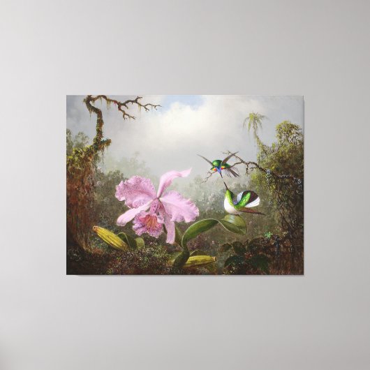 HEADE Cattleya Orchidee met Braziliaanse kolibries Canvas Afdruk (Voorkant)