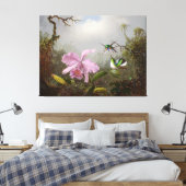 HEADE Cattleya Orchidee met Braziliaanse kolibries Canvas Afdruk (Insitu (Slaapkamer))