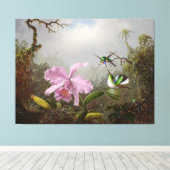 HEADE Cattleya Orchidee met Braziliaanse kolibries Canvas Afdruk (Insitu (Houten vloer))