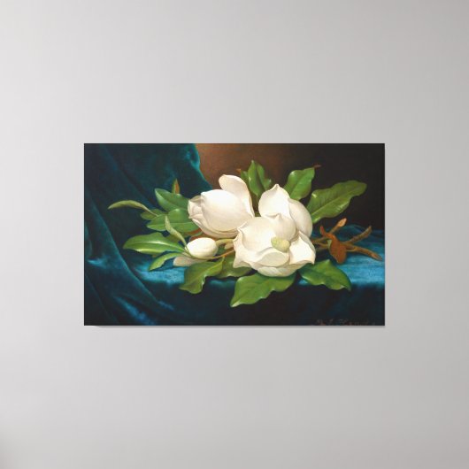 HEADE Giant Magnolias op een Blauw Fluweel Doek 18 Canvas Afdruk (Voorkant)