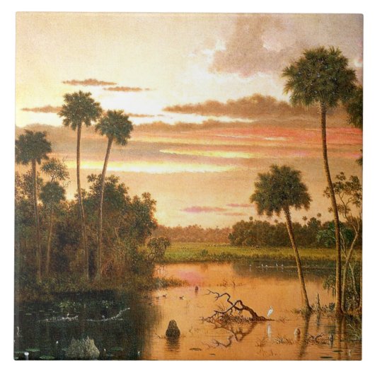 Heade - Great Florida Sunset, mooi kunstschilderij Tegeltje (Voorkant)