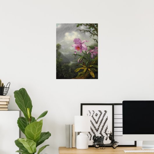 Heade - Hummingbird op het orchidee Plant Poster (Thuiskantoor)