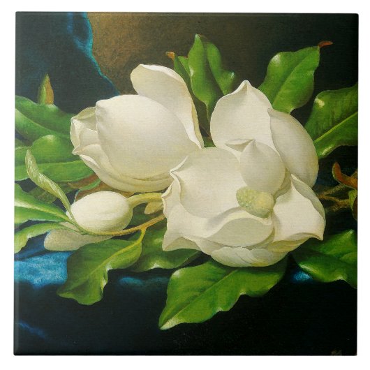 Heade Magnolia Flower Blosbezems Ceramic Tile Tegeltje (Voorkant)