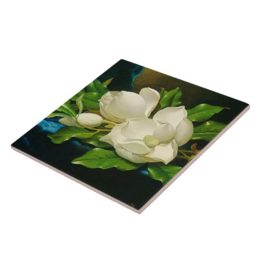 Heade Magnolia Flower Blosbezems Ceramic Tile Tegeltje (Zijkant)