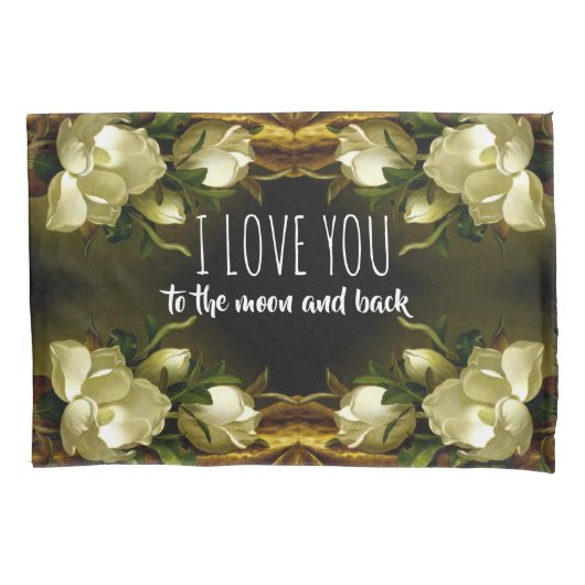 Heade Magnolia Flower I love you Pillowcase Kussensloop (Voorkant)