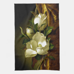 Heade Magnolia Flowers Gold Velvet Kitchen Towel Theedoek