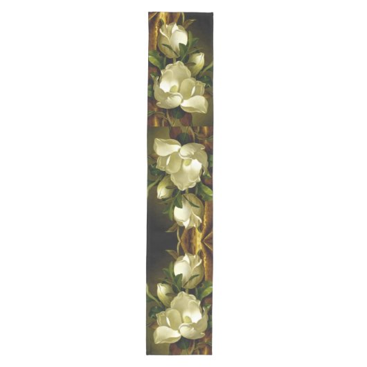 Heade Magnolia Flowers Gold Velvet Table Runner Medium Tafelloper (Voorkant)