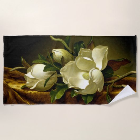 Heade Magnolia Flowers on Gold Velvet Beach Towel Strandlaken (Voorkant)