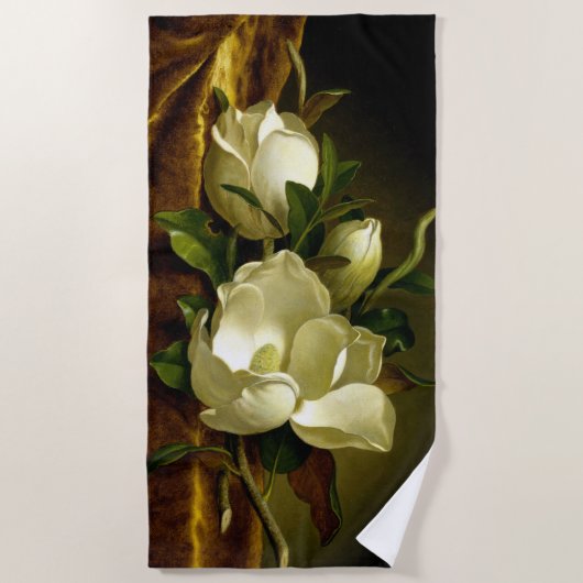 Heade Magnolia Flowers on Gold Velvet Beach Towel Strandlaken (Voorkant)