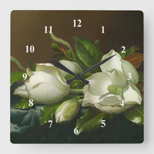 Heade Magnolias Floral Painting Vierkante Klok (Voorkant)