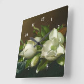 Heade Magnolias Floral Painting Vierkante Klok (Hoek)