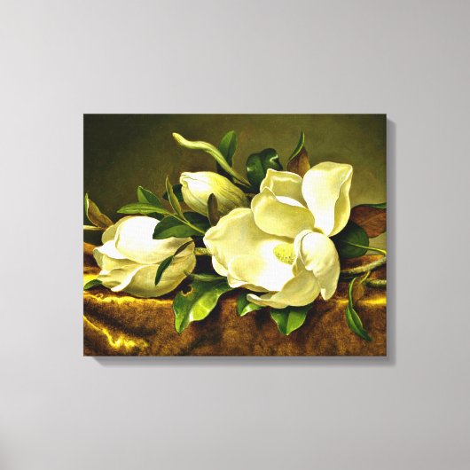Heade - Magnolias op Gold Velvet Cloth Canvas Afdruk (Voorkant)