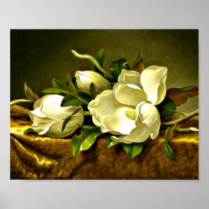 Heade - Magnolias op Gold Velvet Cloth Poster