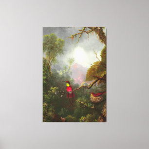 HEADE - nestelende kolibries, Braziliaans landscha Canvas Afdruk
