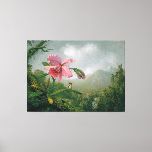 HEADE Orchidee en kolibrie bij een waterval 1902 Canvas Afdruk
