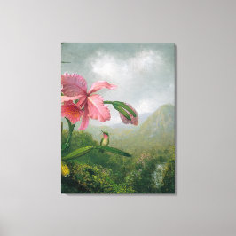 HEADE Orchidee en kolibrie bij een waterval 1902 Canvas Afdruk