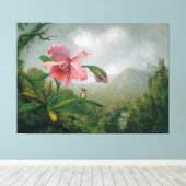 HEADE Orchidee en kolibrie bij een waterval 1902 Canvas Afdruk (Insitu (Houten vloer))