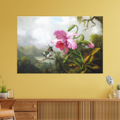 HEADE Orchidee en kolibries in de buurt van een be Canvas Afdruk (Insitu (Woonkamer))