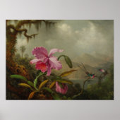 Heade - orchideeën en levende vogels 1875 poster (Voorkant)