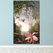 HEADE - Orchideeën en Spray Orchideeën met Humminb Canvas Afdruk (Insitu (Houten vloer))