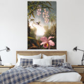 HEADE - Orchideeën en Spray Orchideeën met Humminb Canvas Afdruk (Insitu (Slaapkamer))