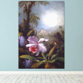 HEADE - Orchideeën, passiebloemen en kolibrie Canvas Afdruk (Insitu (Houten vloer))