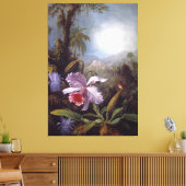 HEADE - Orchideeën, passiebloemen en kolibrie Canvas Afdruk (Insitu (Woonkamer))