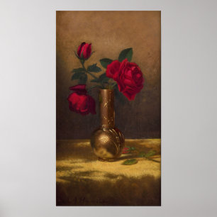 Heade - Rode Rozen In Een Japanse Vaas Op Gouden S Poster