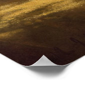 Heade - rode rozen in een Japanse vaas op goudstof Poster (Hoek)