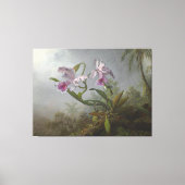 HEADE - Roze Orchideeën en kolibrie op een Twig - Canvas Afdruk (Voorkant)
