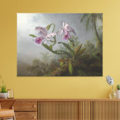 HEADE - Roze Orchideeën en kolibrie op een Twig - Canvas Afdruk (Insitu (Woonkamer))