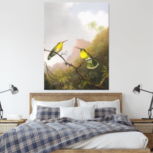 HEADE Twee Kolibrie Koperstaartamazili - Canvas Afdruk (Insitu (Slaapkamer))